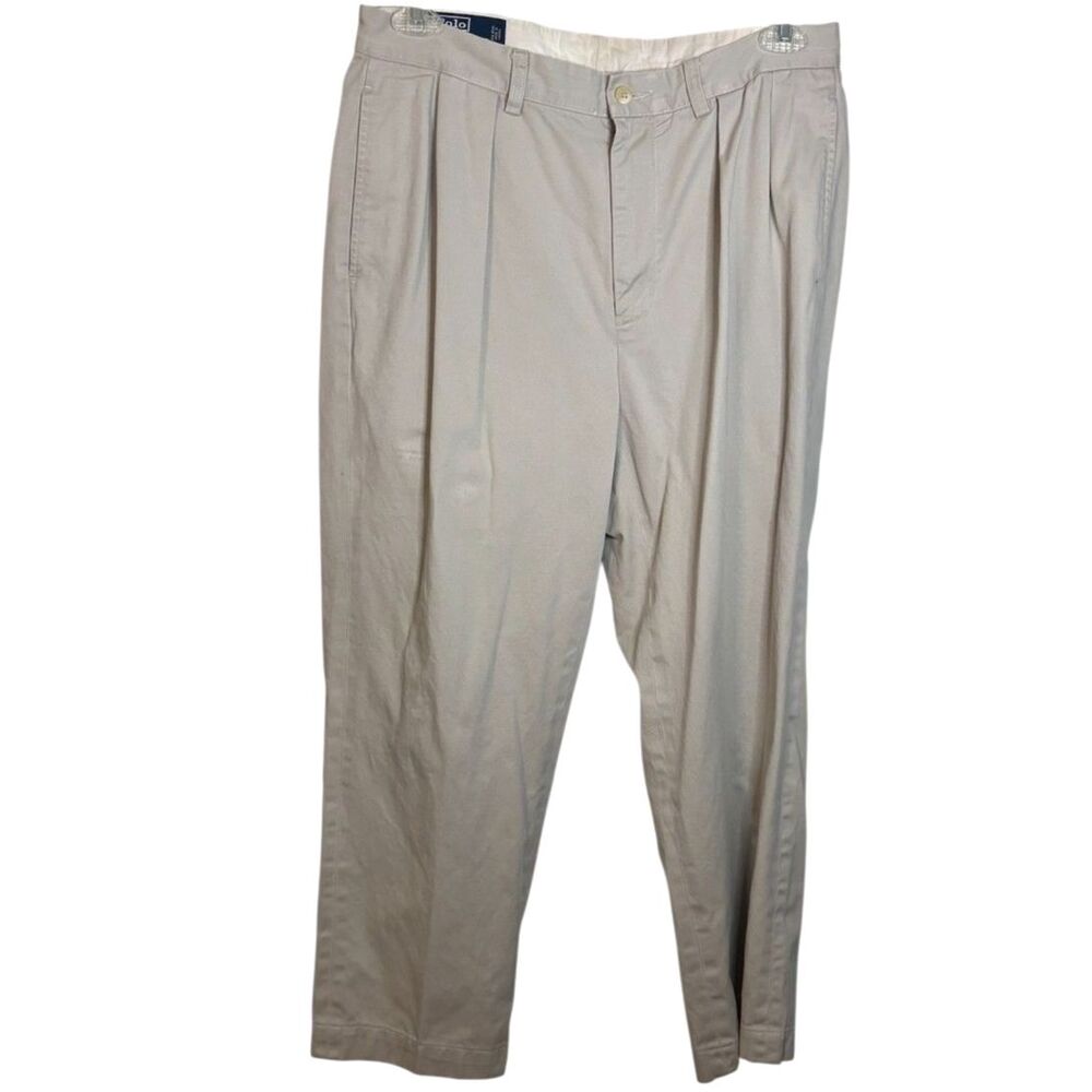Vintage 90s Polo Ralph Lauren Andrew Pant 33x30 Khaki Pleated Chino